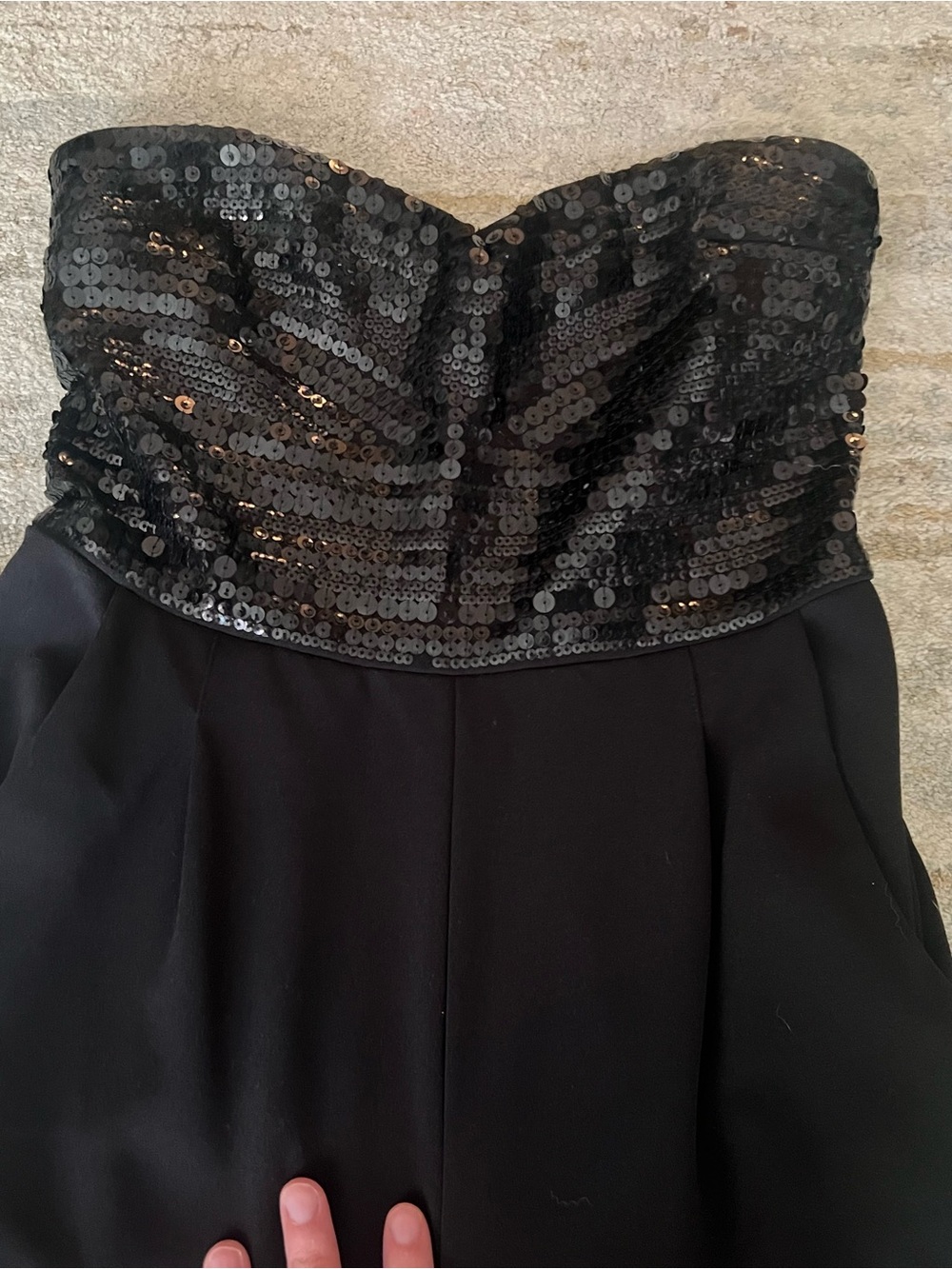 Express Black Strapless Sequin Bodice Jumpsuit